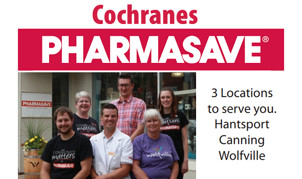 Chochranes Pharmasave Logo - 3 Locations to serve you. Hantsport, Canning, Wolfville