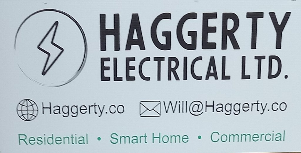 Haggerty Electrical Ltd Logo. Residental, Smart Home and Commercial. Haggerty.co, Will@Haggerty.co